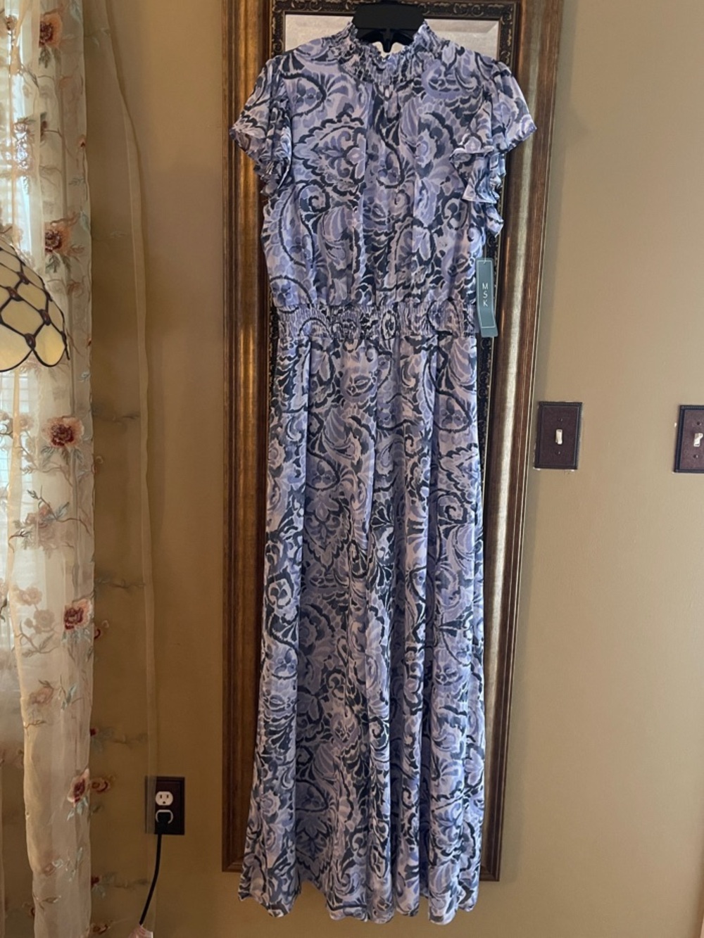 MSK blue and Navy Floral Jumpsuit Romper size medium